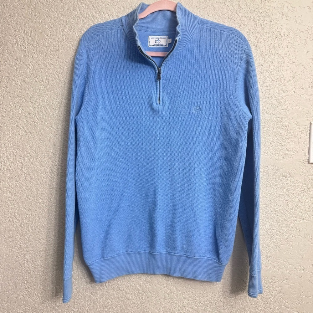 Southern Tide Quarter Zip Sweater Blue Cotton Skipjack Men’s Medium